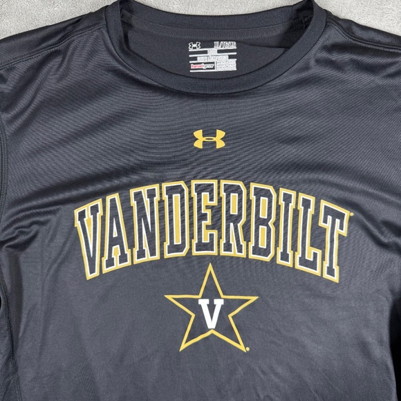 Under Armour Vanderbilt Commodores Long Sleeve Shirt XL Black HeatGear Loose Fit - Picture 2 of 10